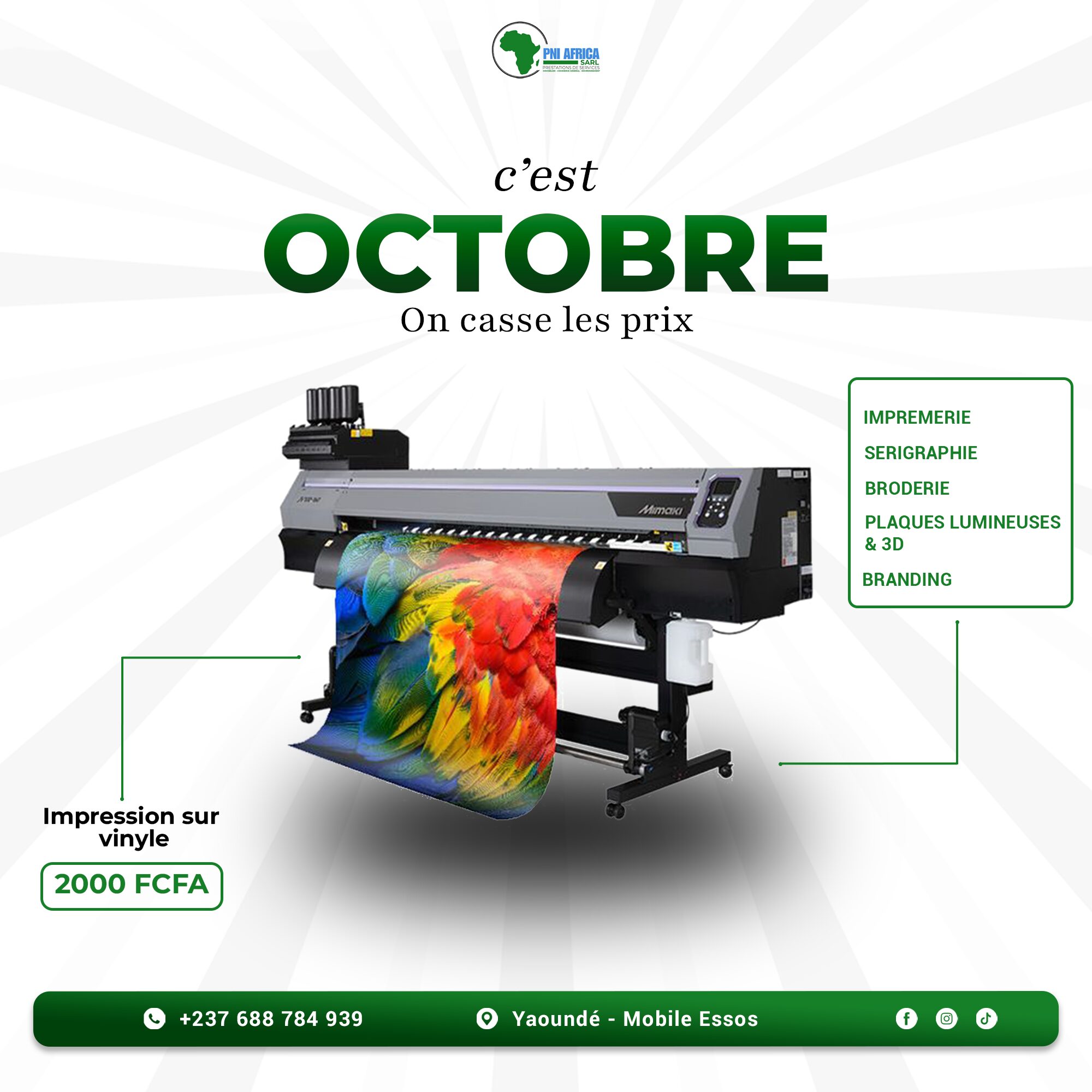 Happy October Imprimerie Broderie Serigraphie Branding Plaque lumineuses 3D Infographie
